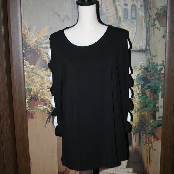 NWOT - INC Black/White Open Sleeve Top - XXL - Picture 1 of 10